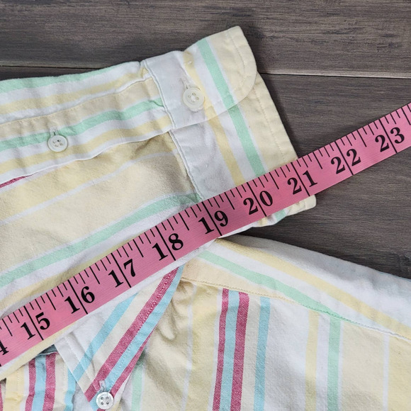 VTG 90s POLO COUNTRY Ralph Lauren Vertical Stripe Pastel Button Up Shirt Medium - Picture 8 of 8